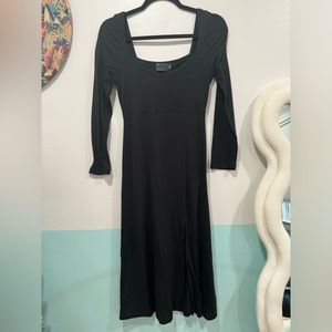 Ribbed Knit Midi Dress Sweetheart Neckline